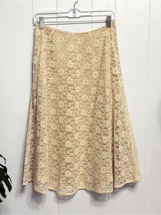 Bloomingdale's Dresses & Skirts - Bloomingdale's Tan Lace Circle Skirt with gold sparkling ✨